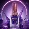 MAGIK purple nail polish bottle, transparent square body, pink metal cap with bow, 15ml Specification image